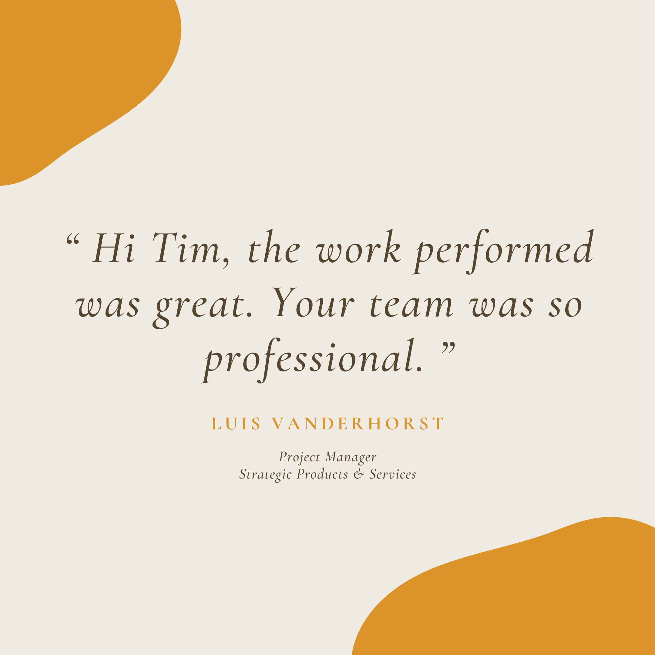 Customer testimonial portrait — Luis Vanderhorst