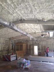 Man cave with Icynene Classic Max spray foam in walls and ceiling
