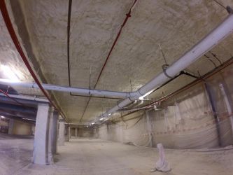 Parking structure insulated with Icynene